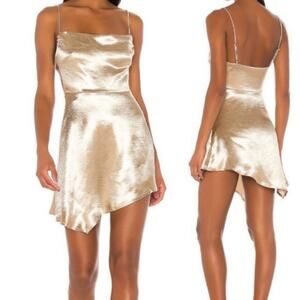 superdown Kaden Asymmetrical Dress in Champagne, size Medium